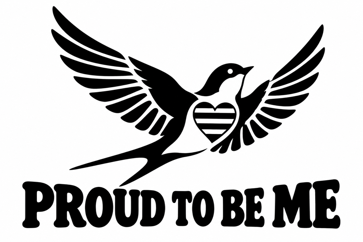 Proud to Be Me original black-on-white Pride vinyl decal artwork