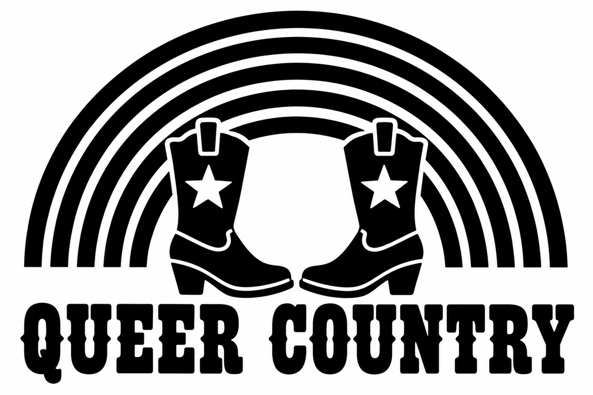 Queer Country original black-on-white Pride vinyl decal artwork