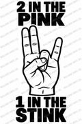 Shocker hand with 2 in the Pink, 1 in the Stink lettering, shown in black with Bullard Vinyl Co. preview watermarks
