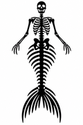 Skeletal Mermaid black vinyl decal artwork