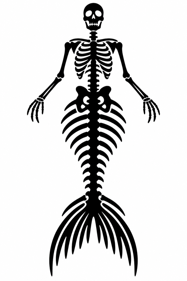 Skeletal Mermaid Vinyl Decal