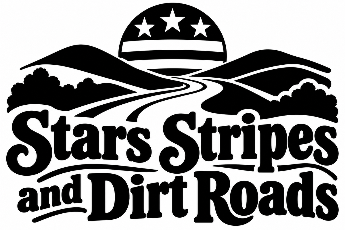 Stars Stripes and Dirt Roads original single-color vinyl decal artwork