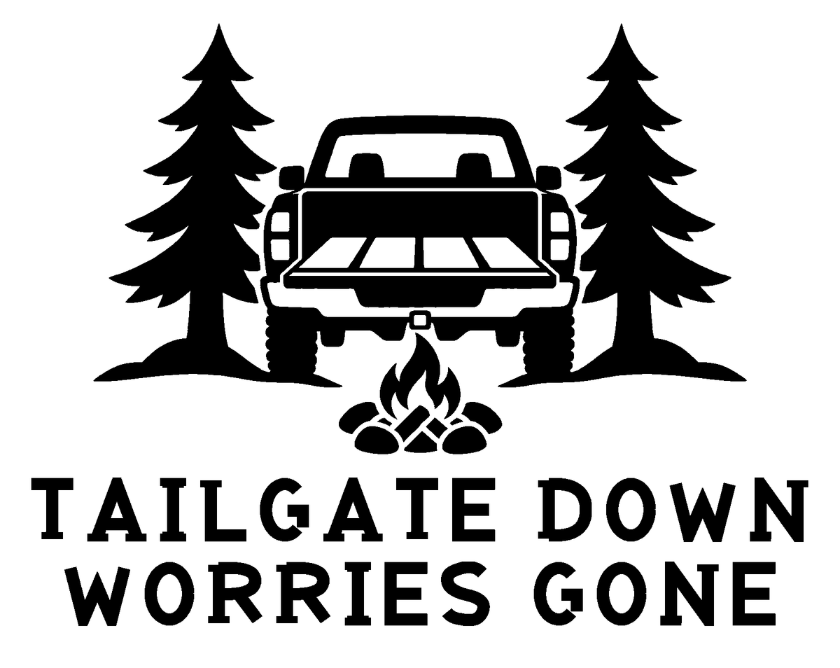 Tailgate Down Worries Gone original artwork using Bullard Roadhouse lettering