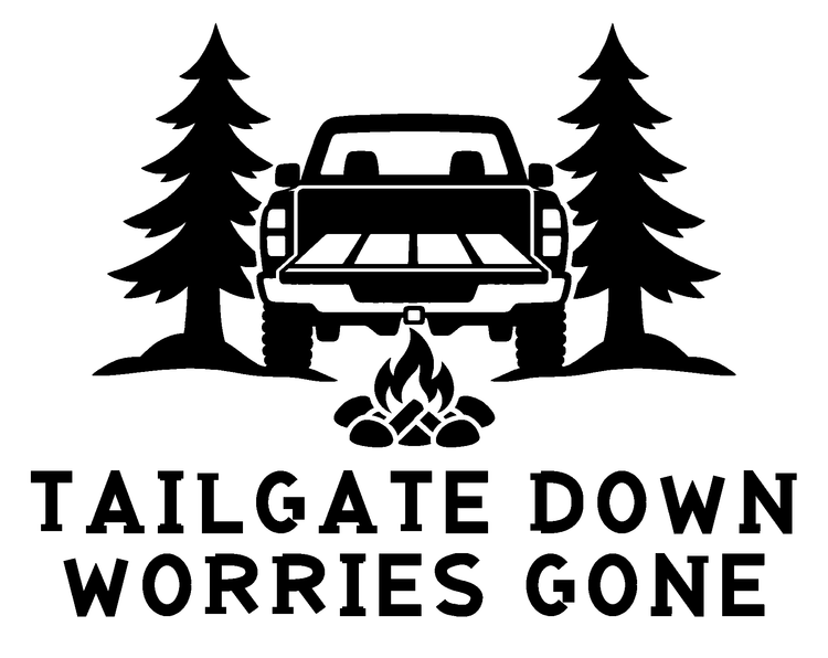 Tailgate Down Worries Gone Vinyl Decal