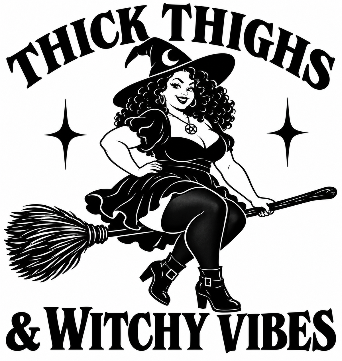 Thick Thighs & Witchy Vibes vinyl decal
