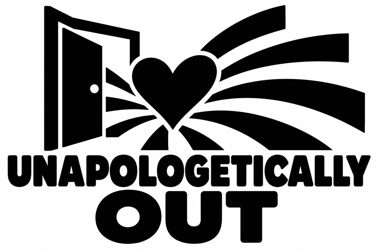 Unapologetically Out original black-on-white Pride vinyl decal artwork