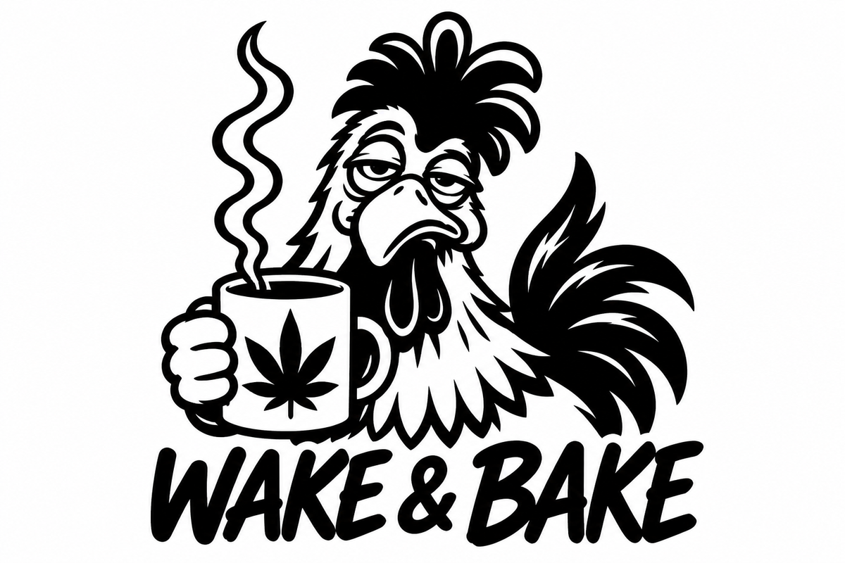 Wake & Bake black vinyl decal artwork