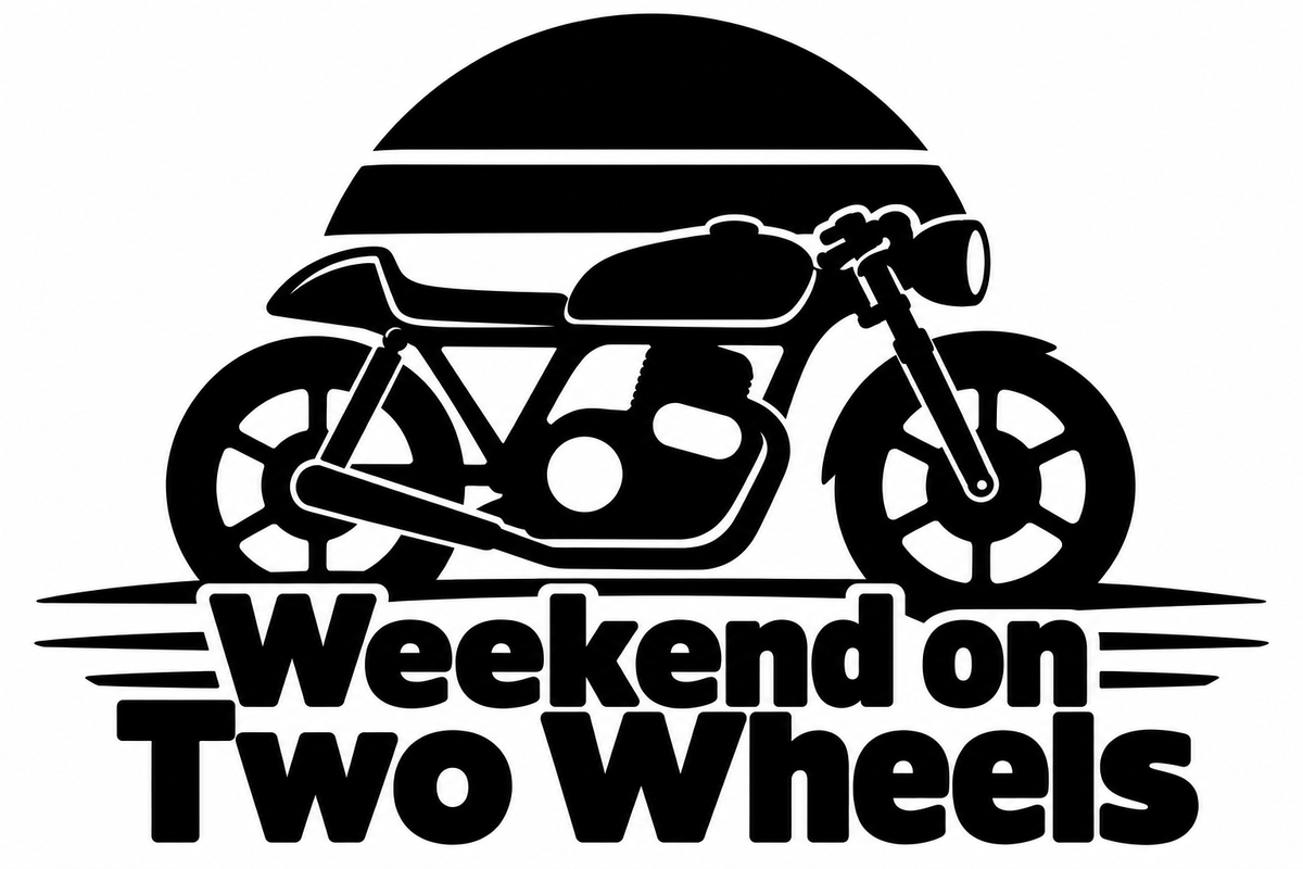 Weekend on Two Wheels original single-color vinyl decal artwork