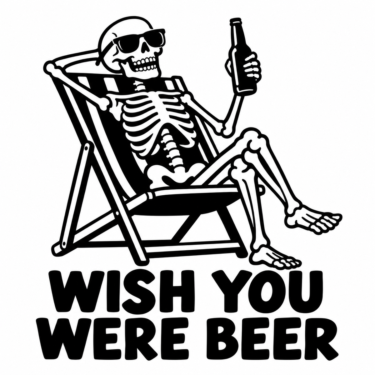 Wish You Were Beer black vinyl decal artwork